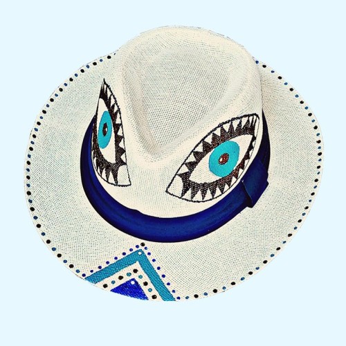 UNISEX HAT WITH HAND DRAWN EYE.